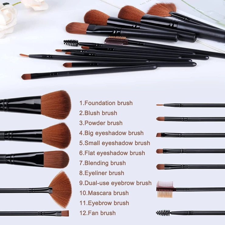 Elegant 12-Piece Makeup Brush Set with Decorative Tricycle Holder – Premium Soft Bristles