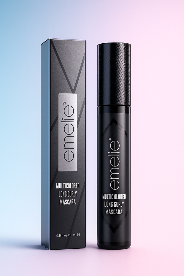 Emelie Multicolored Long Curly Mascara – High Volume, Smudge-Proof, All-Day Wear