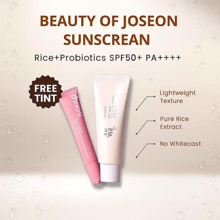 Beauty of Joseon Sunscreen – Rice + Probiotics SPF50+ PA++++ (Free Tint Included)