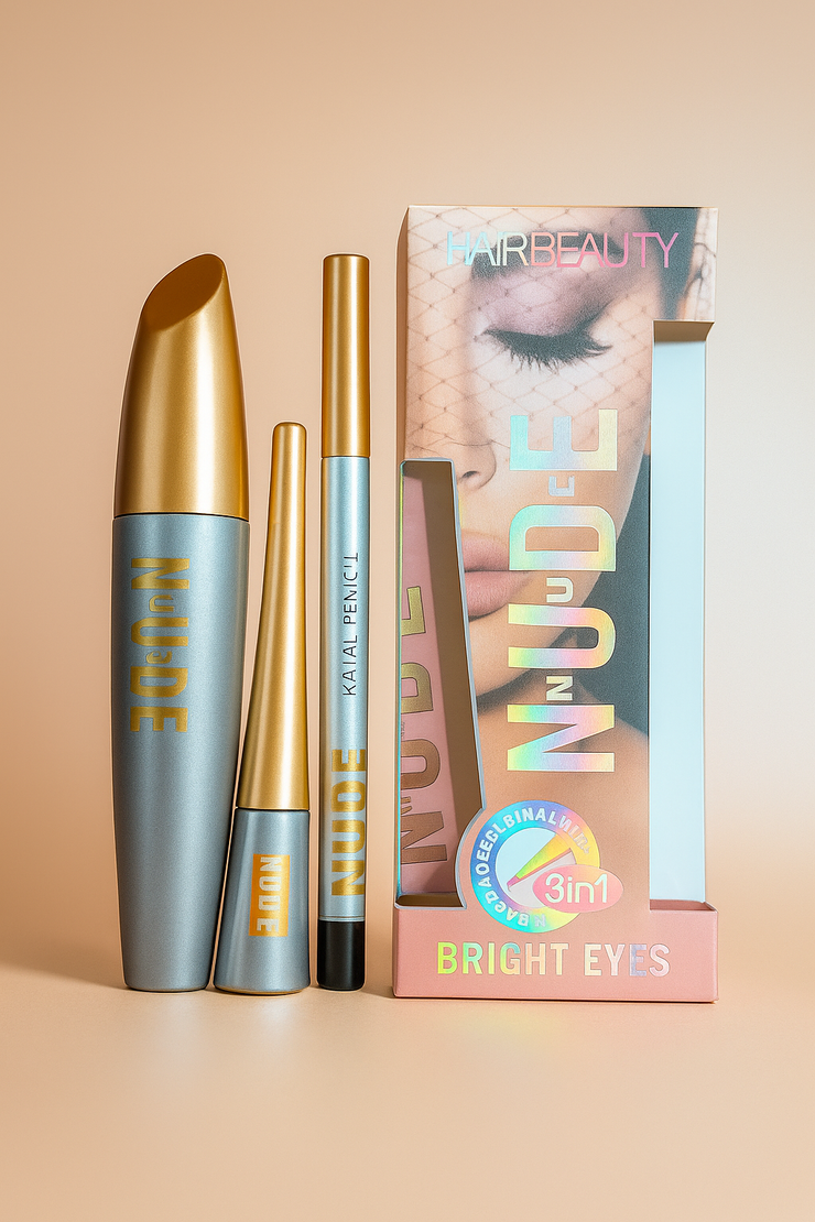 Mascara, Eyeliner & Kajal Pencil – 3 in 1 Makeup Set