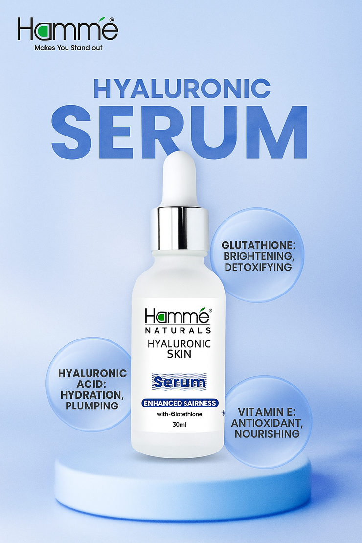 Hammé Naturals Hyaluronic Serum with Glutathione & Vitamin E – 30ml