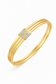 Luxury Gold Plated Bracelet with Diamond Cut Centerpiece