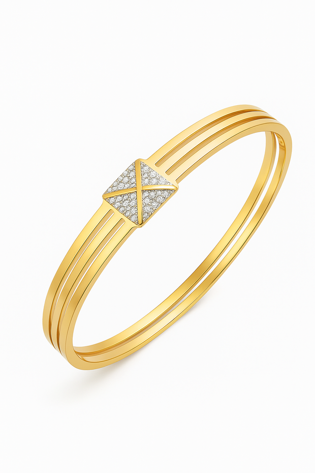 Luxury Gold Plated Bracelet with Diamond Cut Centerpiece