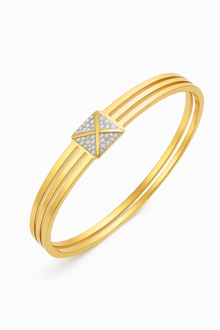 Luxury Gold Plated Bracelet with Diamond Cut Centerpiece