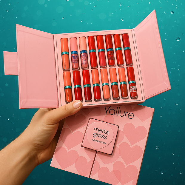 Yallure Matte & Gloss Lip Collection – 16-Piece Lipstick Set