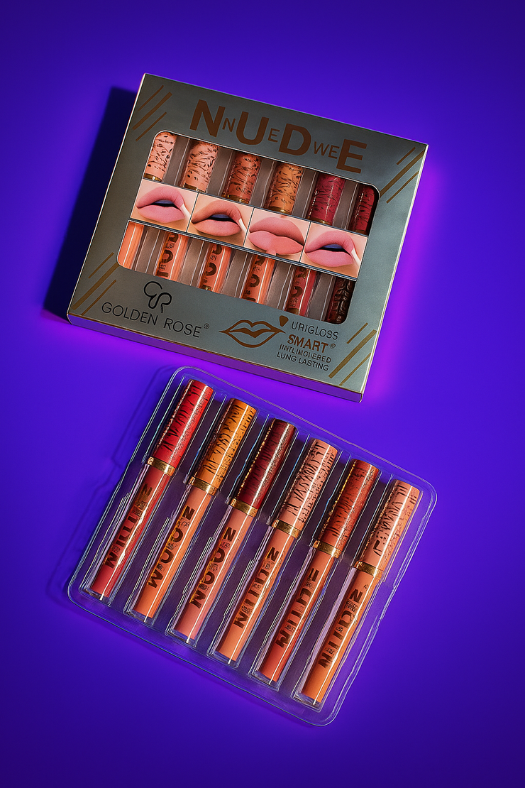Golden Rose NUDEWE Lip Gloss Set – 8 Nude Shades