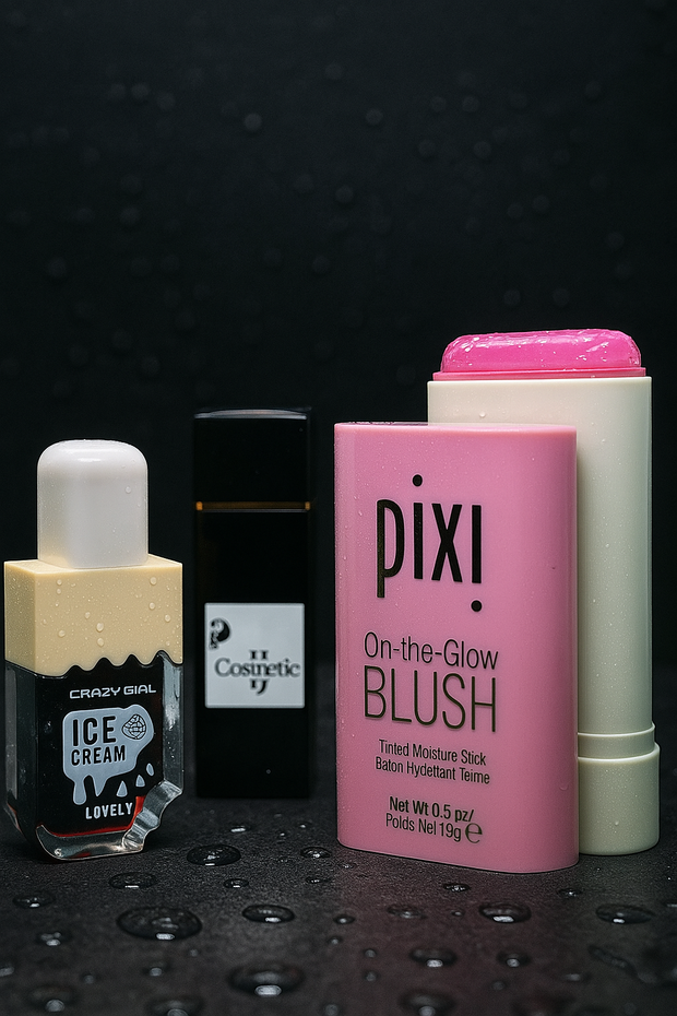 3-in-1 Lip & Cheek Glow Kit – Pixi Blush, Crazy Girl Tint, II Cosmetic Lipstick