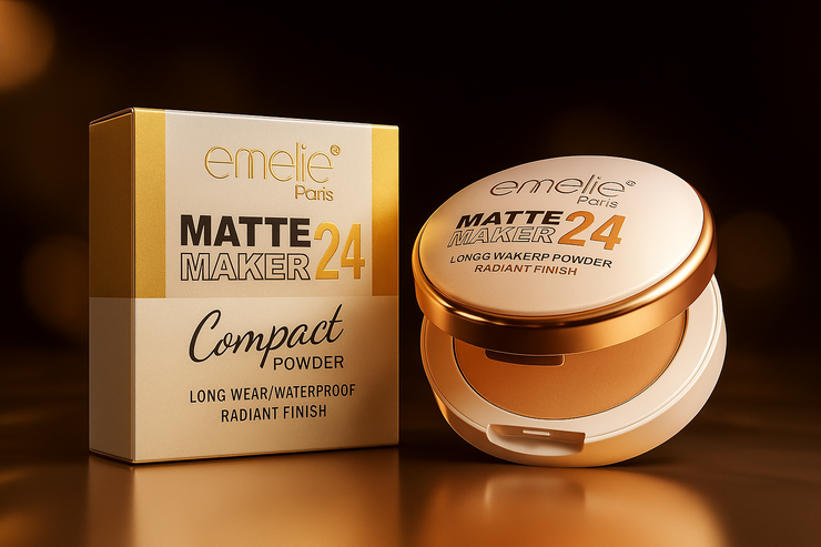 Emelie Paris Matte Maker 24 Compact Powder – Long Wear, Waterproof, Radiant Finish