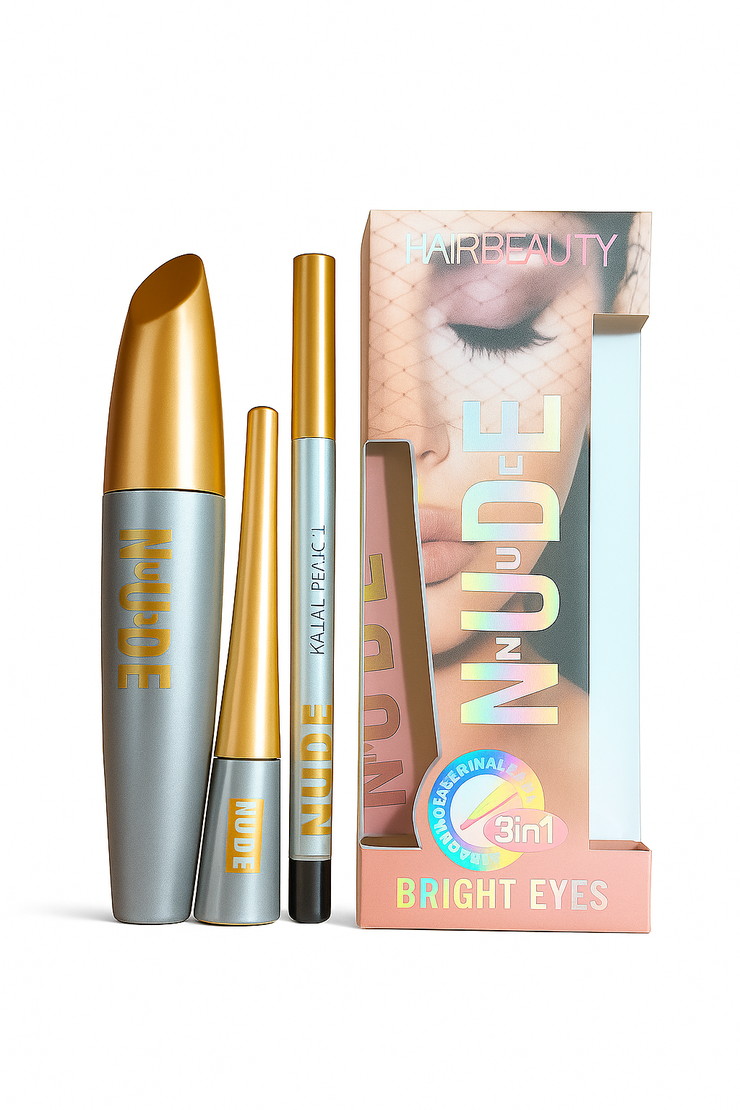 Mascara, Eyeliner & Kajal Pencil – 3 in 1 Makeup Set