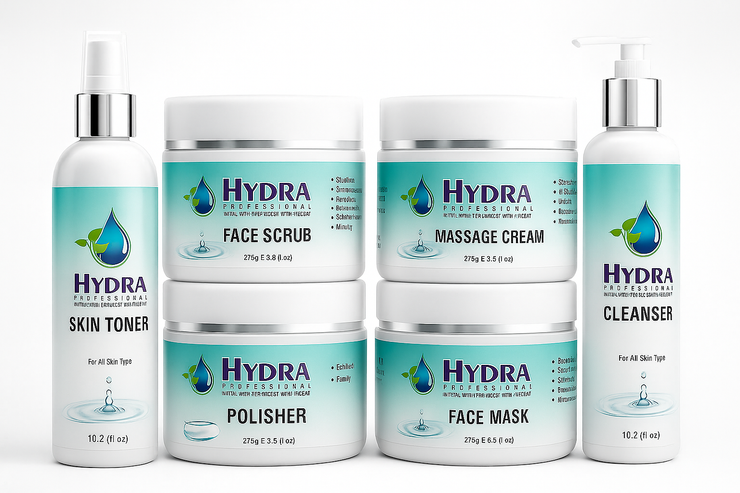 Hydra Professional Skin Care Kit – 6 in 1 (Face Scrub, Massage Cream, Cleanser, Skin Toner, Polisher, Face Mask)