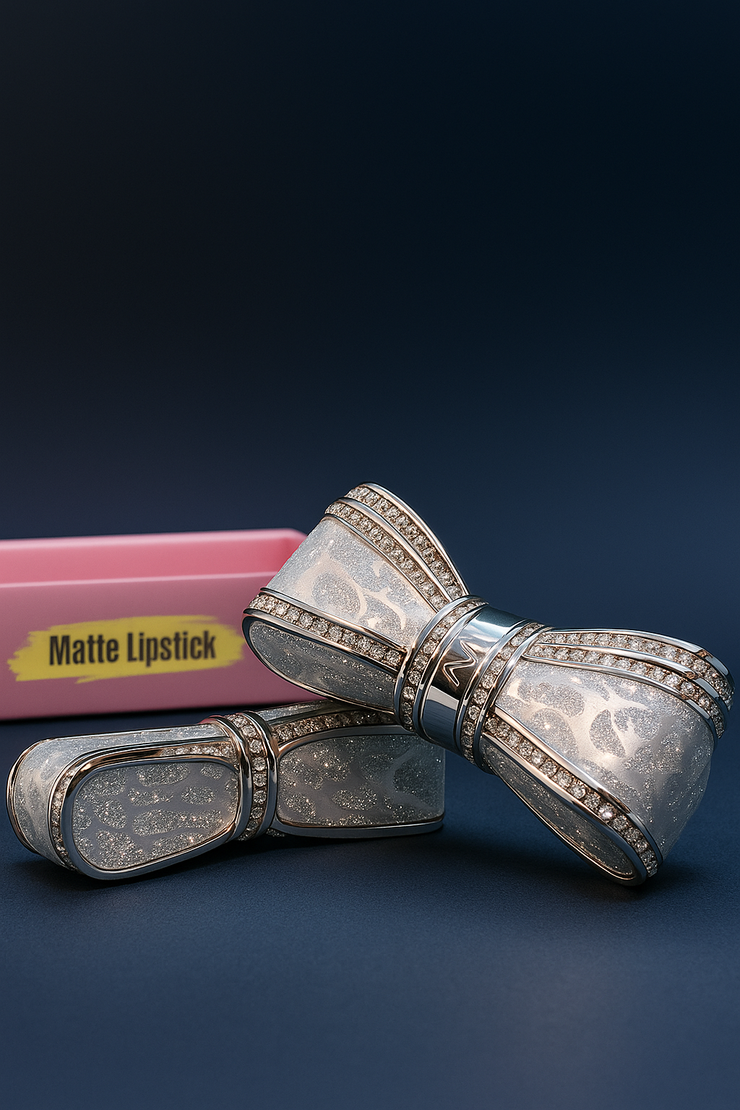 Glam Diamond Matte Lipstick – Rosy Pink in Crystal Case