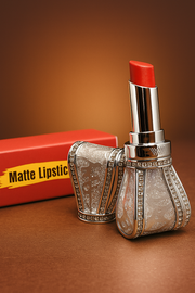 Glam Diamond Matte Lipstick – Radiant Red with Luxury Glitter Case